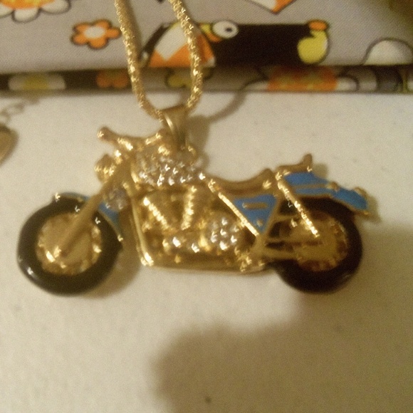 Crystal Blue Motorcycle necklace - Picture 4 of 5